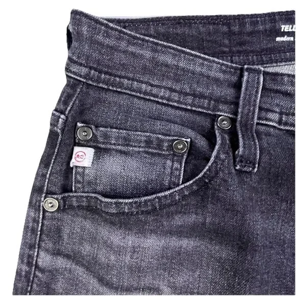 AG Adriano Goldschmied Tellis Modern Slim Jeans Mens 30x33 Black Denim - Picture 3 of 13